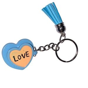 Heart-Shaped Love Keychain with Tassel - Blue and Orange